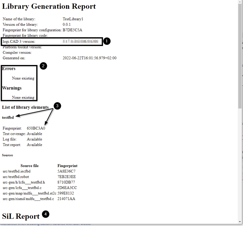 Example for library generation report